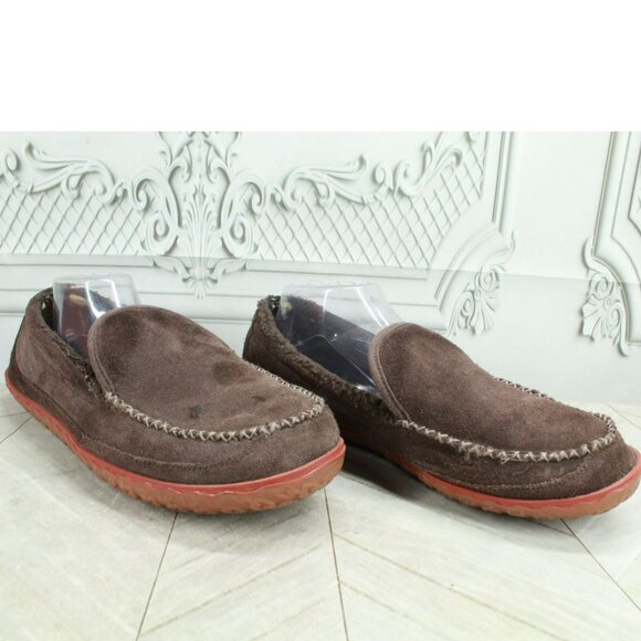 LL Bean Mountain Dark Brown Suede Water Resistant Non Slip Slippers Size 11 M - Picture 2 of 9